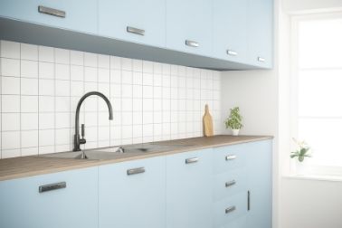 White and Pale Blue Cylinder Ceramic Flower Pot